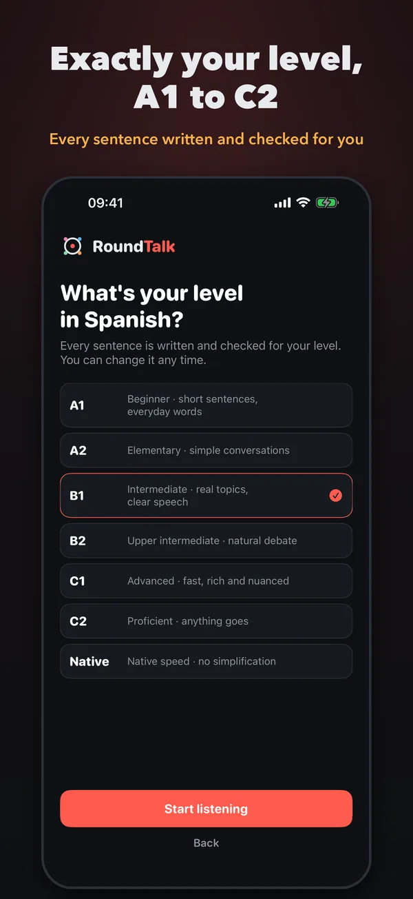 Pick your level, A1 to C2