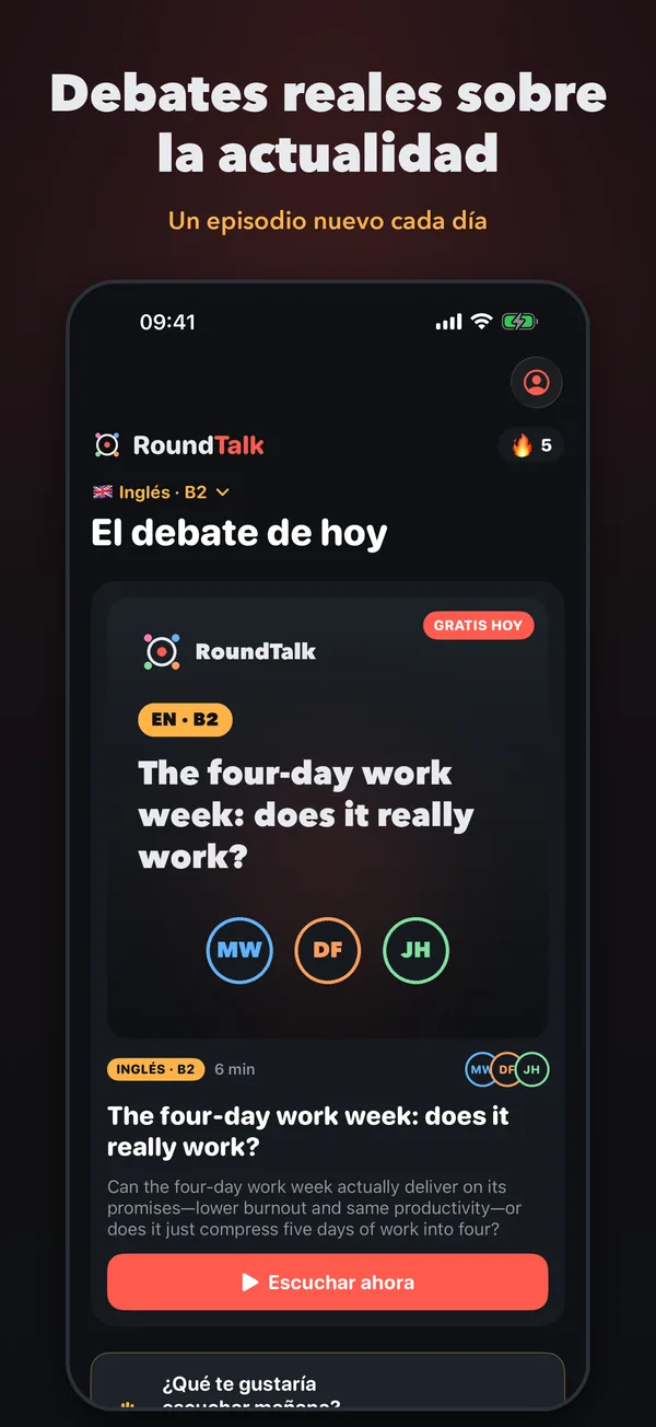 App RoundTalk: el debate de hoy a tu nivel