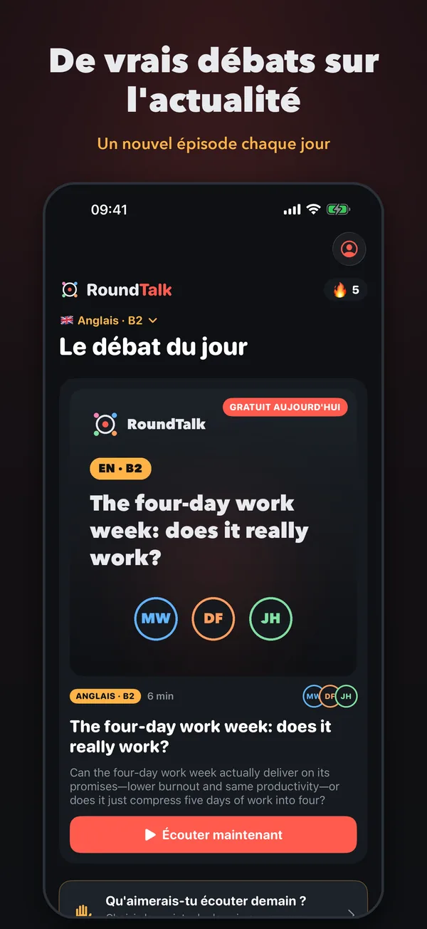 App RoundTalk : le débat du jour à ton niveau